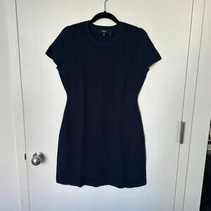Theory Navy, Short Sleeve, Fit & Flare Dress In Stretch Viscose - Size M